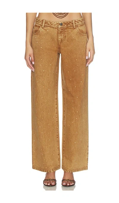 Leslie Amon X Revolve Denim Rhinestone Festival Pants In Multi