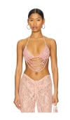 Leslie Amon X Revolve Floating Pearl Top In Dusty Pink