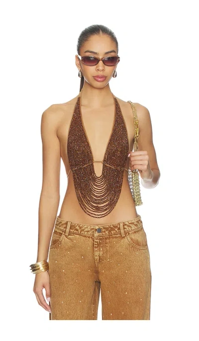 Leslie Amon X Revolve Round Floating Desert Top In Brown