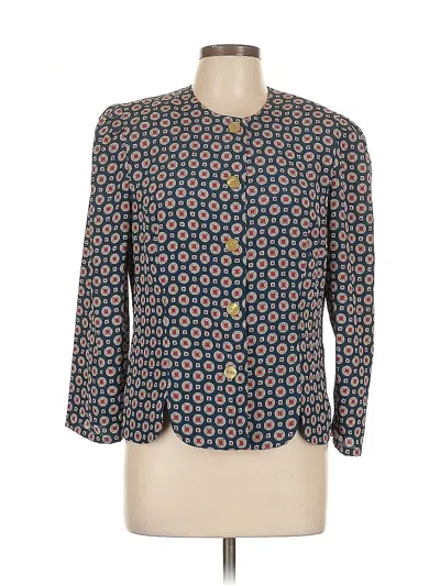 Pre-owned Leslie Fay 3/4 Sleeve Blouse In Blue