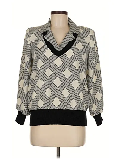 Pre-owned Leslie Fay 3/4 Sleeve Blouse In Gray