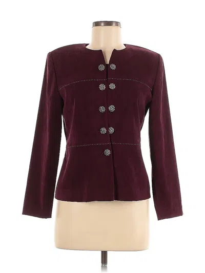 Pre-owned Leslie Fay Blazer Jacket In Burgundy