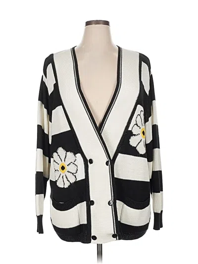 Pre-owned Leslie Fay Cardigan Sweater In White