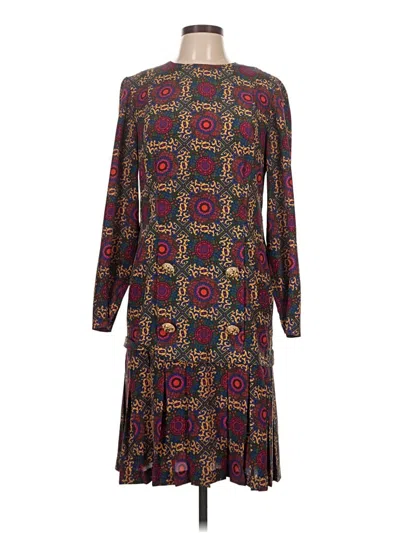 Pre-owned Leslie Fay Casual Dress In Burgundy