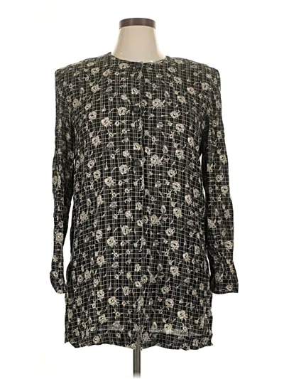 Pre-owned Leslie Fay Fleece Jacket In Black