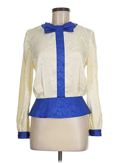 Pre-owned Leslie Fay Long Sleeve Blouse In Blue