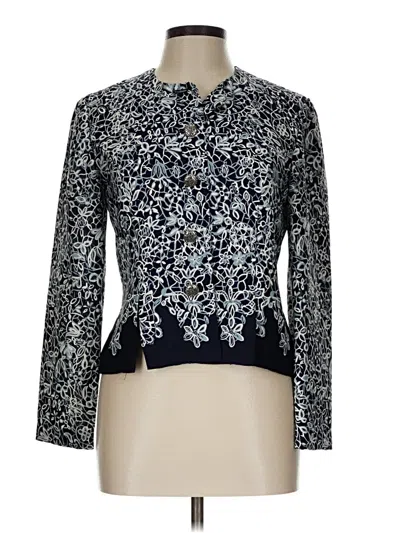 Pre-owned Leslie Fay Long Sleeve Blouse In Blue