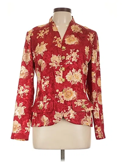Pre-owned Leslie Fay Long Sleeve Blouse In Burgundy