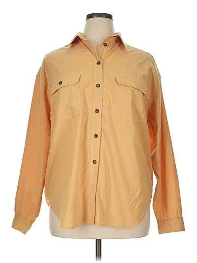 Pre-owned Leslie Fay Long Sleeve Blouse In Orange