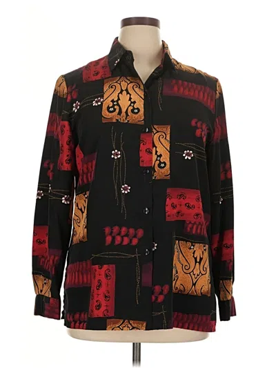 Pre-owned Leslie Fay Long Sleeve Button Down Shirt In Burgundy