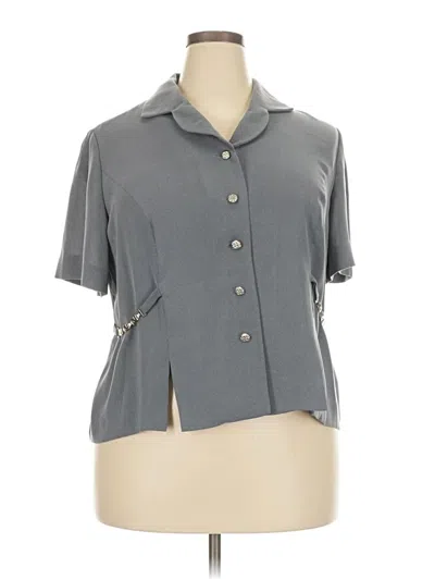 Pre-owned Leslie Fay Short Sleeve Blouse In Gray