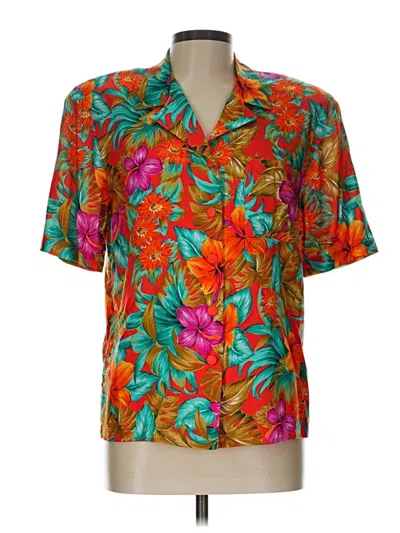 Pre-owned Leslie Fay Short Sleeve Blouse In Orange