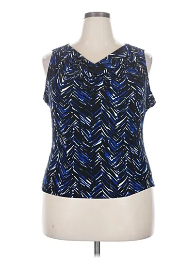 Pre-owned Leslie Fay Sleeveless Blouse In Blue