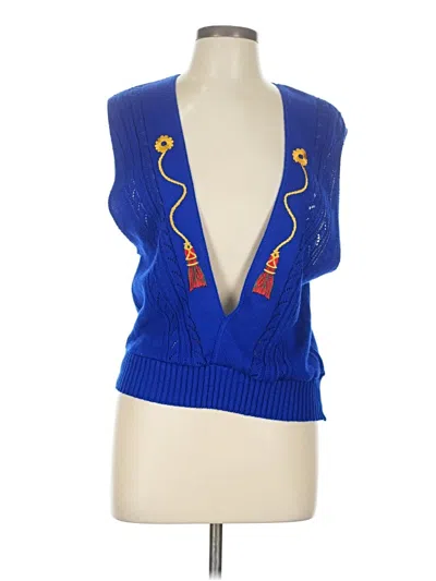 Pre-owned Leslie Fay Sweater Vest In Blue