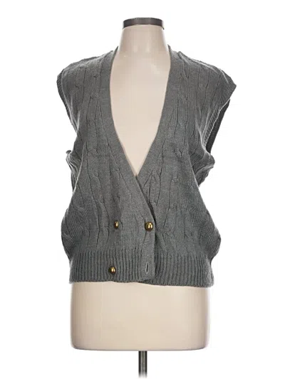 Pre-owned Leslie Fay Sweater Vest In Gray