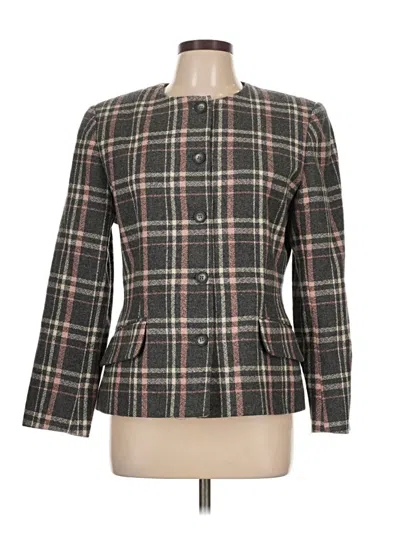 Pre-owned Leslie Fay Wool Blazer Jacket In Gray