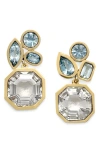 Leslie Paige Cluster Drop Earrings In Yellow Gold/ Topaz