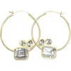 Leslie Paige Mix-cut Topaz Hoop Earrings In Yellow Gold/ Topaz