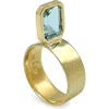 Leslie Paige Perched Setting Aquamarine Ring In 14k Yellow Gold/aquamarine