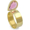Leslie Paige Perched Setting Pink Tourmaline Ring In Yellow Gold/ Tourmaline