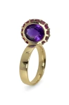 Leslie Paige Perched Setting Ring In Gold/sapphire/amethyst
