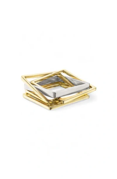 Leslie Paige Puzzle Stack Ring In Yellow Gold/ White Gold