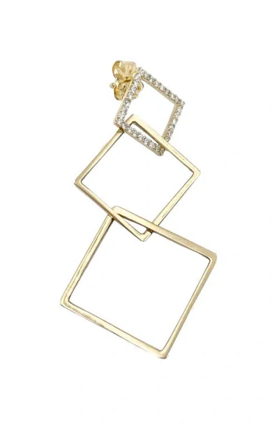 Leslie Paige Single Puzzle Diamond Drop Earring In Yellow Gold/ Diamond