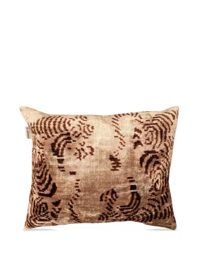 Les-ottomans Abstract-pattern Cushion In Brown