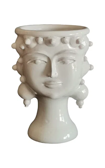 Les-ottomans - An Italian Heritage Handmade Ceramic Head Vase - White