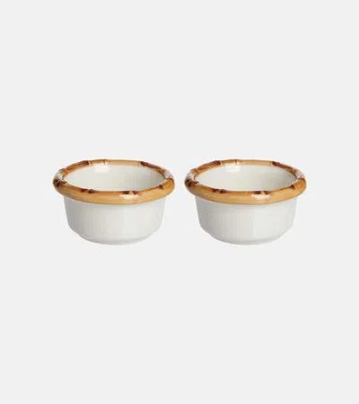 Les-ottomans Bamboo Set Of 2 Ceramic Bowls In Multi