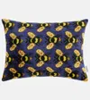 Les-ottomans Bees Silk And Cotton Velvet Cushion In Multicoloured