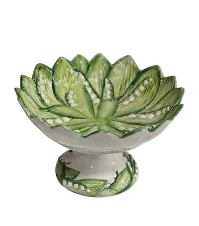 Les-ottomans Ceramic Lily Of The Valley Cake Stand In Multi