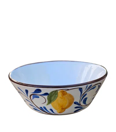 Les-ottomans Ceramic Positano Lemons Cereal Bowl In Blue
