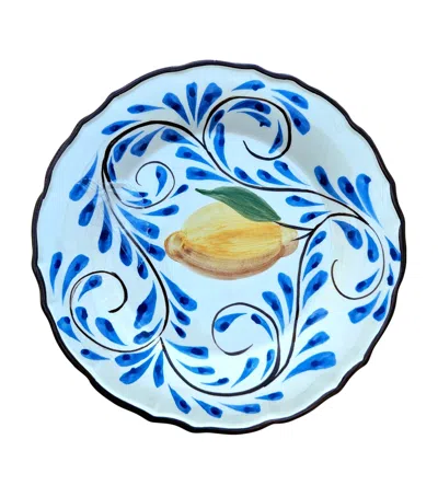 Les-ottomans Ceramic Positano Lemons Dessert Plate In Multi