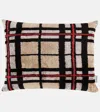 Les-ottomans Checked Silk Velvet Cushion In Multicolor