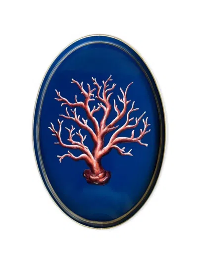 Les-ottomans Coral Oval Tray In Blue