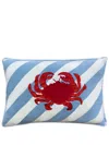 Les-ottomans Crab Striped Cushion (60cm X 40cm) In Blue
