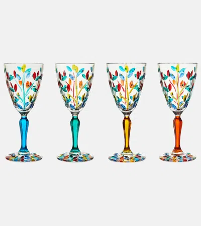 Les-ottomans Floral Set Of 4 Crystal Glasses