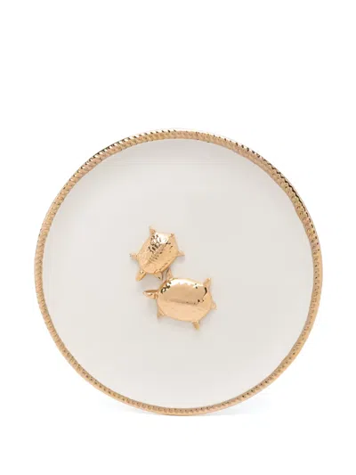 Les-ottomans Golden Animals Plate (30cm) In White