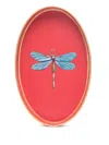 Les-ottomans Hand-painted Iron Tray (32cm X 20cm) In Red