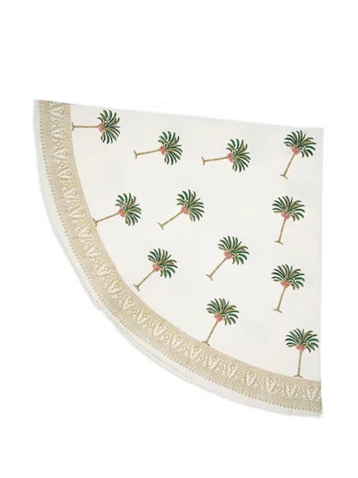 Les-ottomans Handprint Round Tablecloth In Neutral