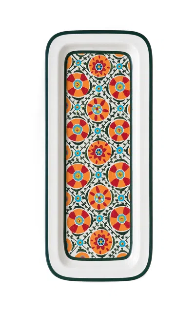 Les-ottomans - Ikat Hand-painted Decorative Iron Tray - Multi