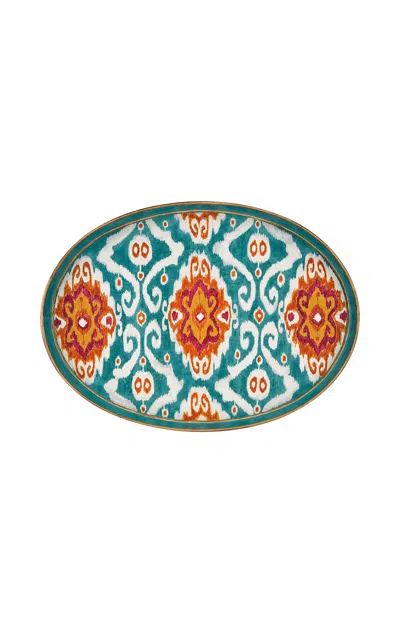 Les-ottomans - Ikat Hand-painted Decorative Iron Tray - Multi