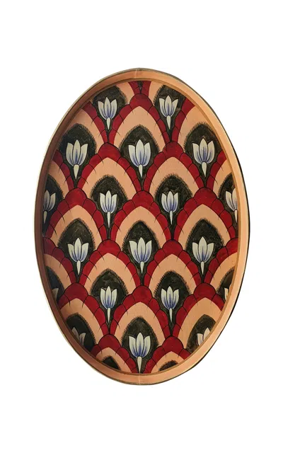 Les-ottomans - Ikat Hand-painted Decorative Iron Tray - Multi