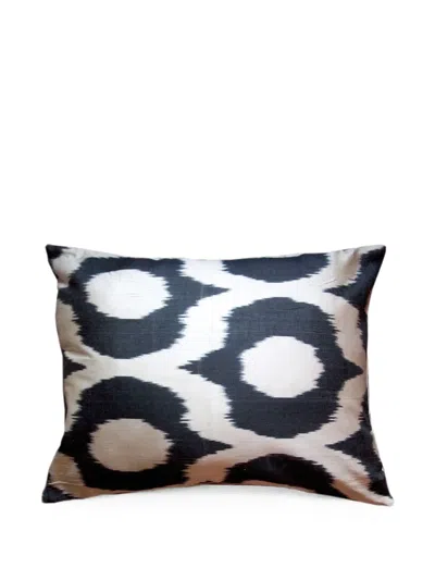 Les-ottomans Ikat-print Cushion In Black