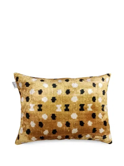 Les-ottomans Ikat-print Cushion In Brown