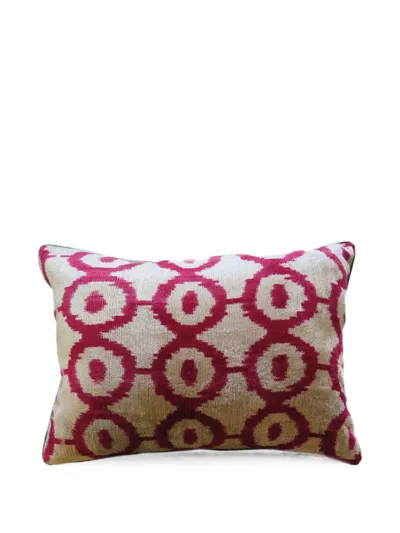 Les-ottomans Ikat-print Cushion In Pink