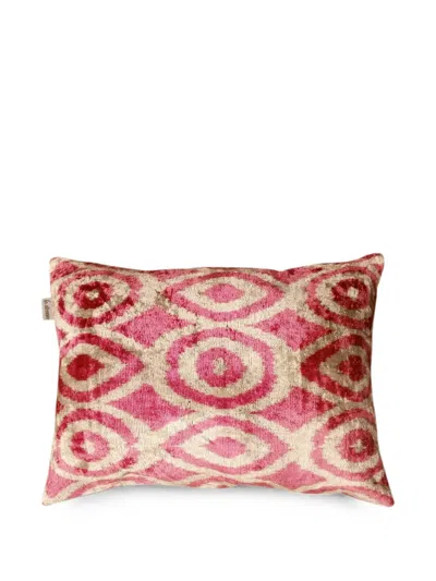 Les-ottomans Ikat-print Cushion In Pink