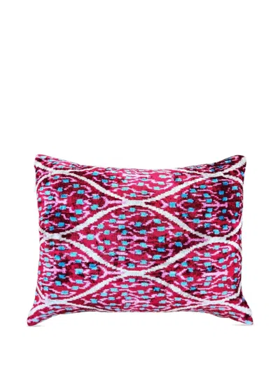 Les-ottomans Infinity Geometric Velvet Cushion In Multi