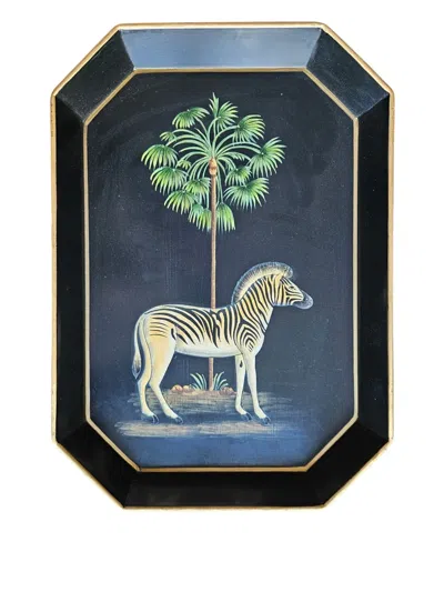 Les-ottomans Iron Hand-painted Zebra Tray
